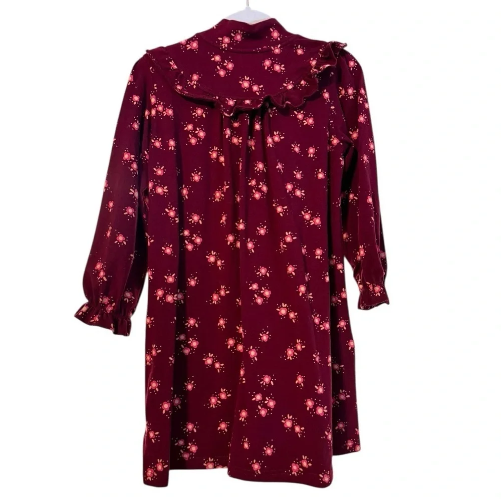 Forever Young by Sue Gang Girls Dress 7Y Vintage Style Floral Burgundy Ruffle
